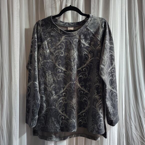 Chico's Zenergy Velour Foiled Scroll-Print Long Sleeve Women's Tunic - Picture 1 of 7